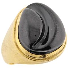 Vintage Burle Marx Forma Livre Black Tourmaline Carved Ring