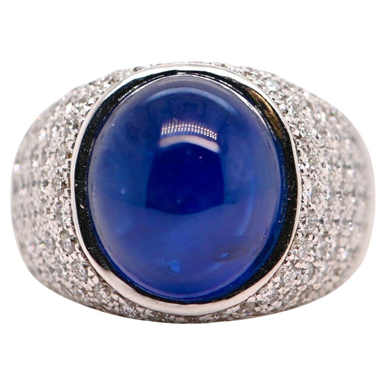 White Gold Ring Set With A 17.14 Carat Sapphire And 2.06 Carat Diamonds