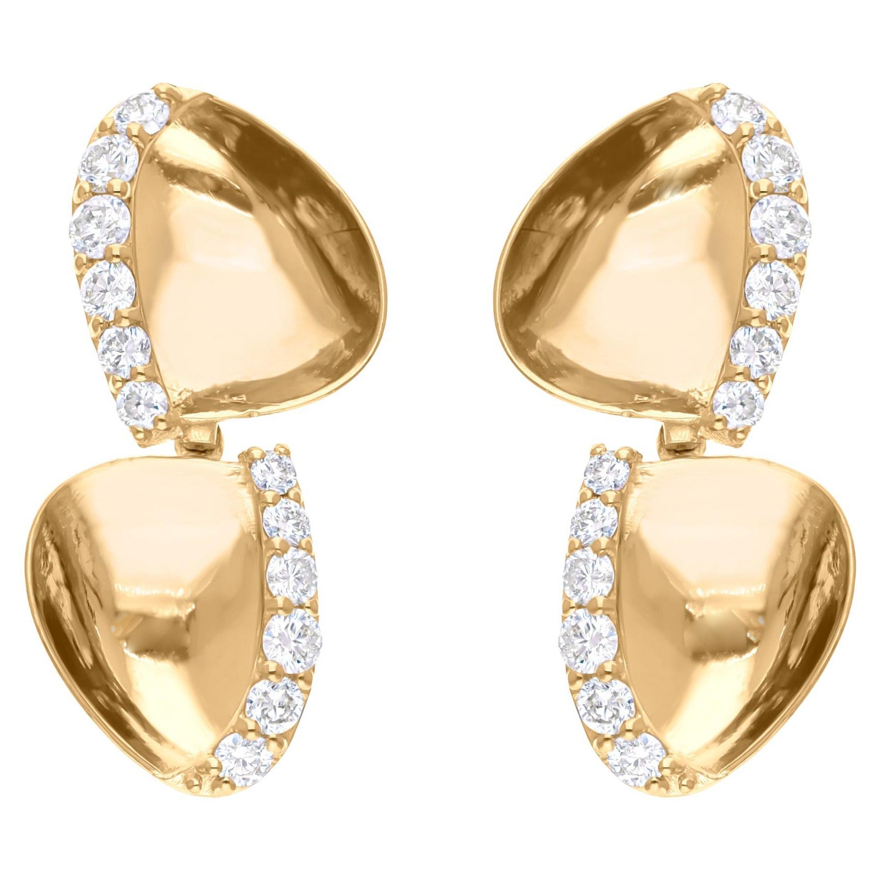 Real 0.77 Carat SI Clarity HI Color Diamond Dangle Earrings 14 Karat Yellow Gold