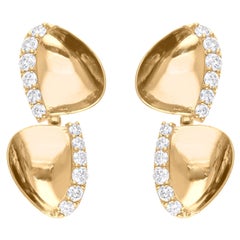 Pendientes colgantes de diamantes reales de 0,77 quilates, claridad SI y color HI, oro amarillo de 14 quilates