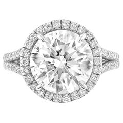 Anillo de platino con diamante redondo de 6 quilates certificado por GIA 3X