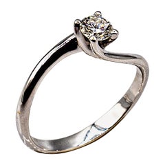 Vintage Art Deco Style White Brilliant Cut Diamond White Gold Solitaire Ring