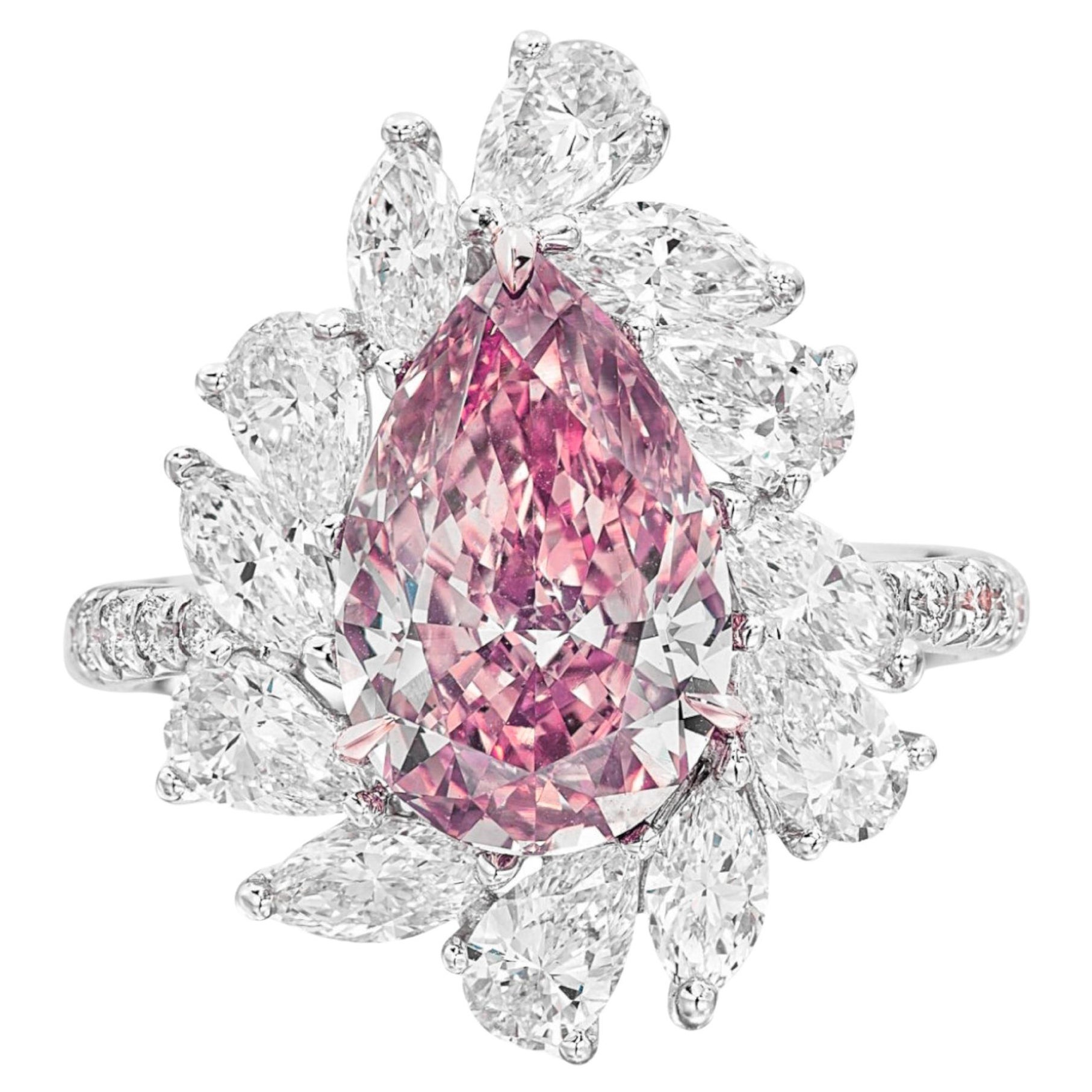 GIA Certified 2 Carat Fancy Light Pink Diamond Platinum Ring