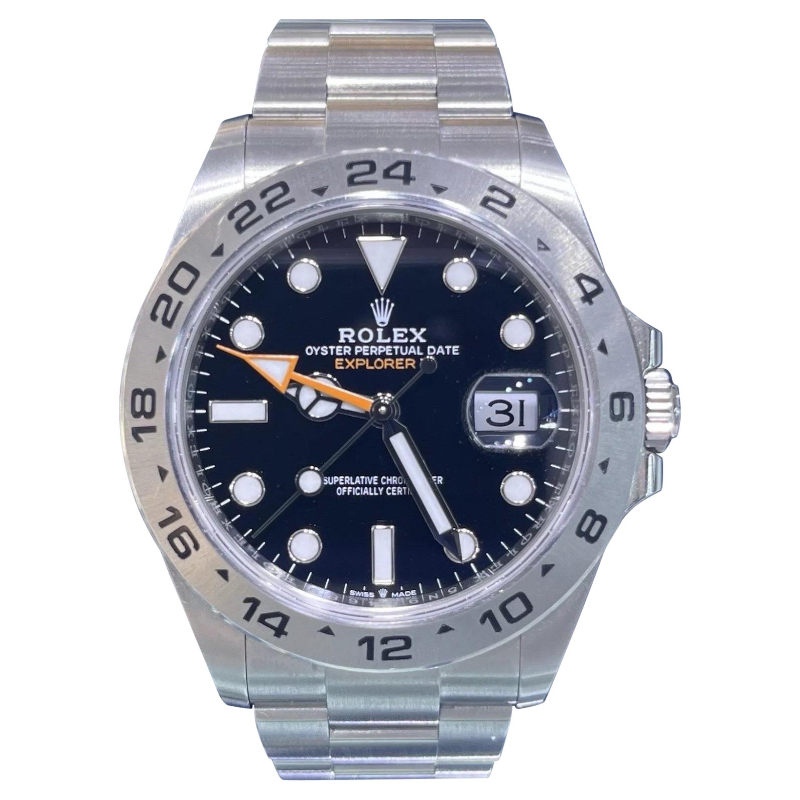 2023 MINT Rolex Explorer II 42mm 226570 Steel Black Dial Automatic Watch en vente