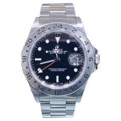 Rolex Explorer II 40mm 16570 Black Dial Stainless Steel GMT Date Mens Watch