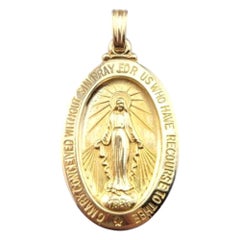 Breloque « Miraculous Medal Blessed Mother » en jaune 14 carats n° 21131