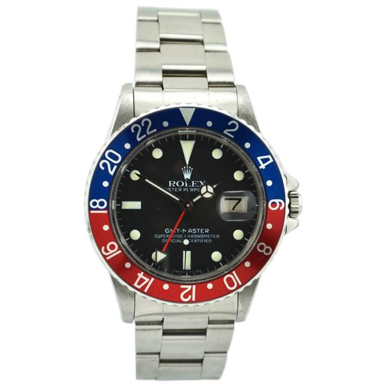 Rolex GMT Master Pepsi Bezel Wristwatch Model 16750, 1981