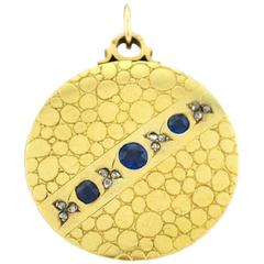 Antique Sapphire Diamond Gold Locket Necklace 11