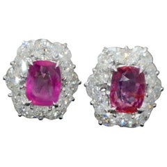 Boucles d'oreilles en platine avec saphir rose de Birmanie non chauffé de 2.80 carats, certifié GIA