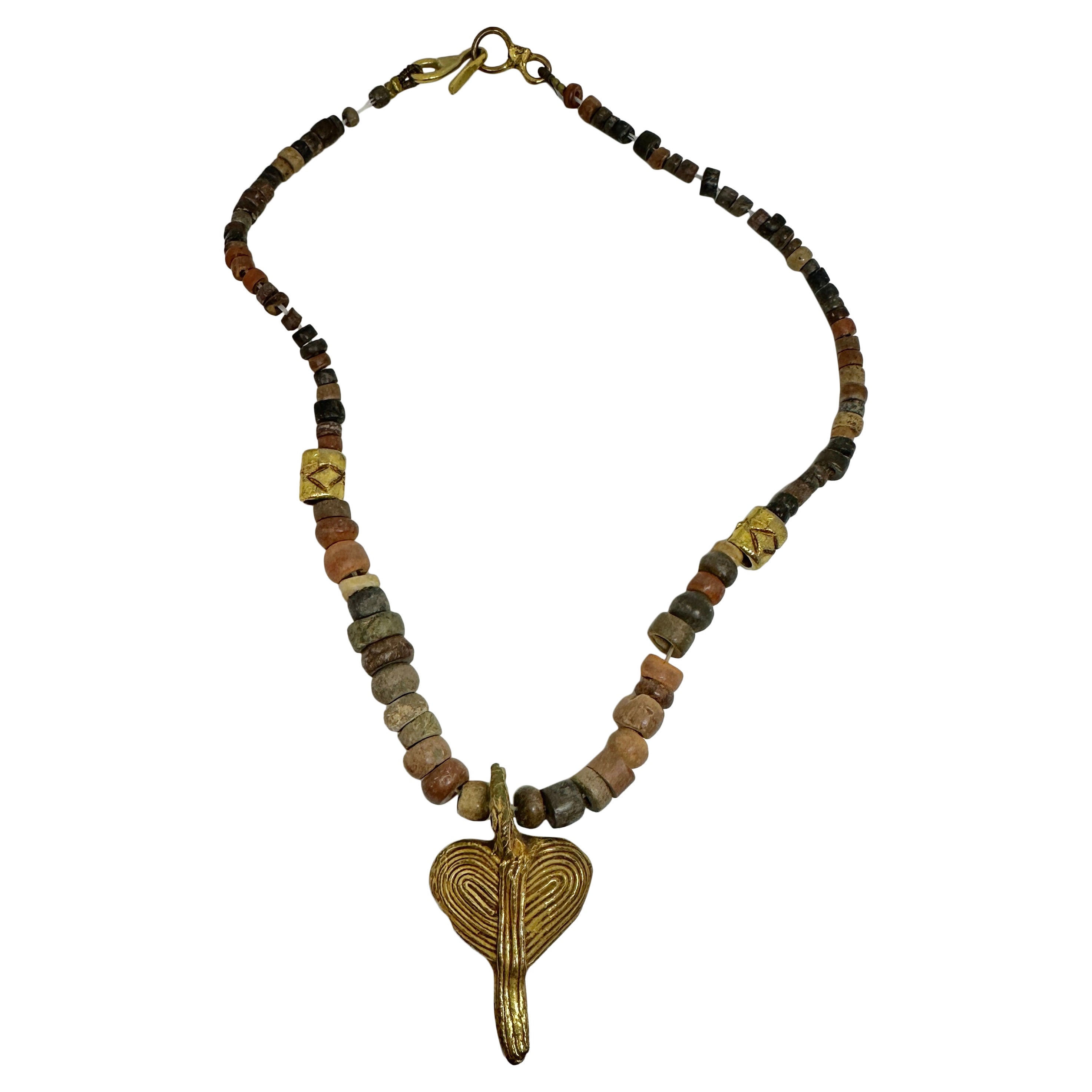 Raquel Welch Estate Person Aztec Bird Collier de perles anciennes garantie