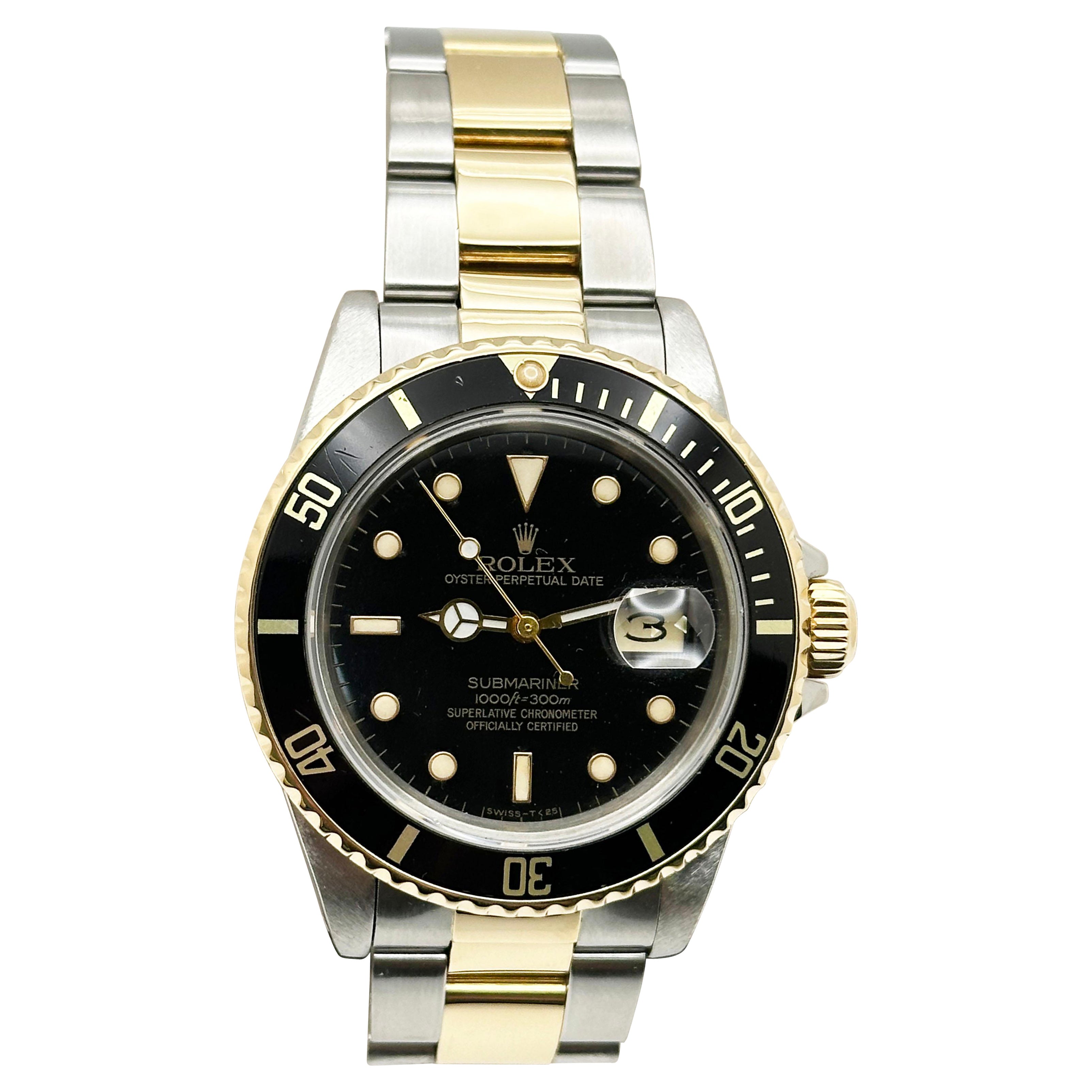 Rolex Submariner 16803 Black Dial 18K Yellow Gold Stainless Steel