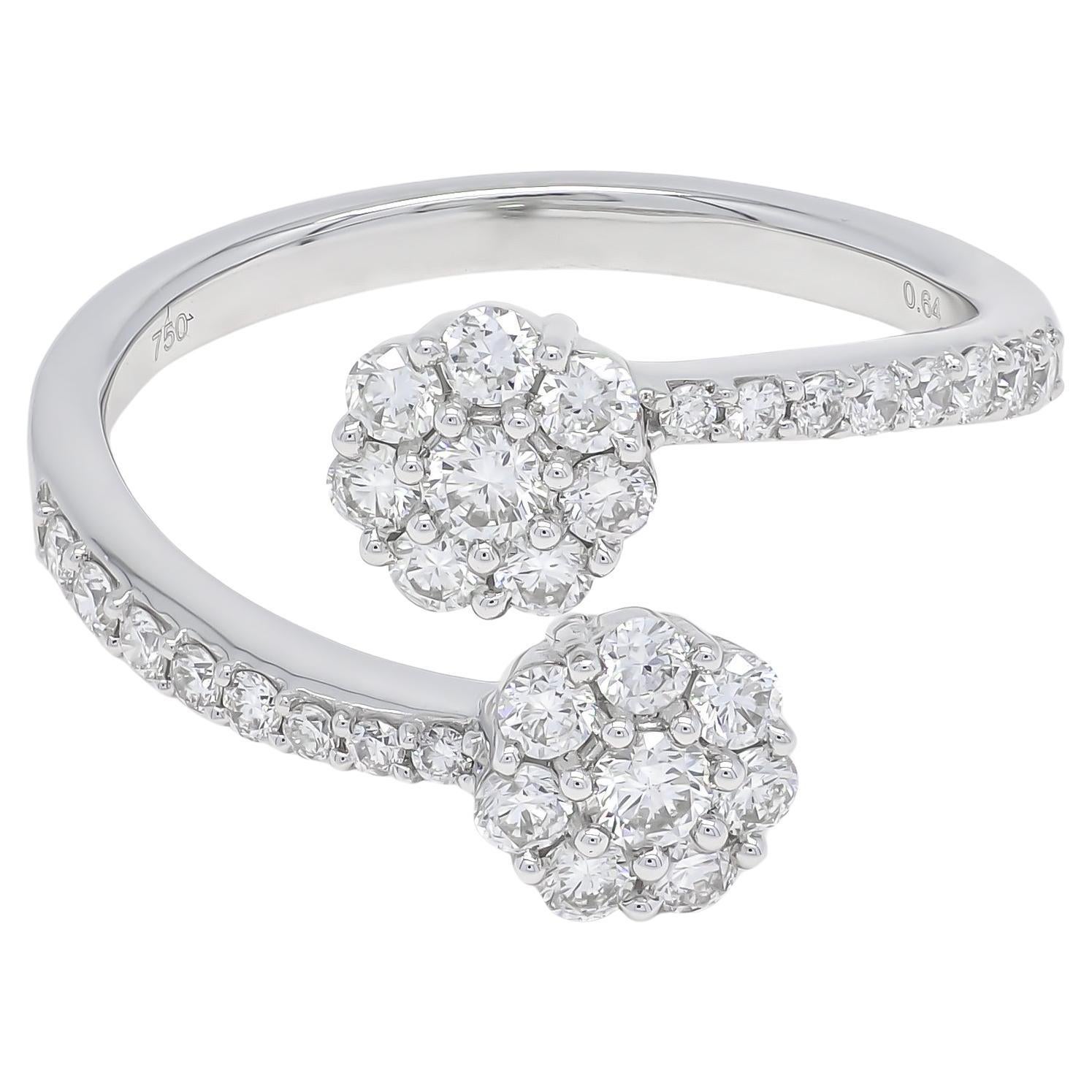 Natural Diamond 0.67 carats 18KT White Gold Flower Cluster Engagement Ring