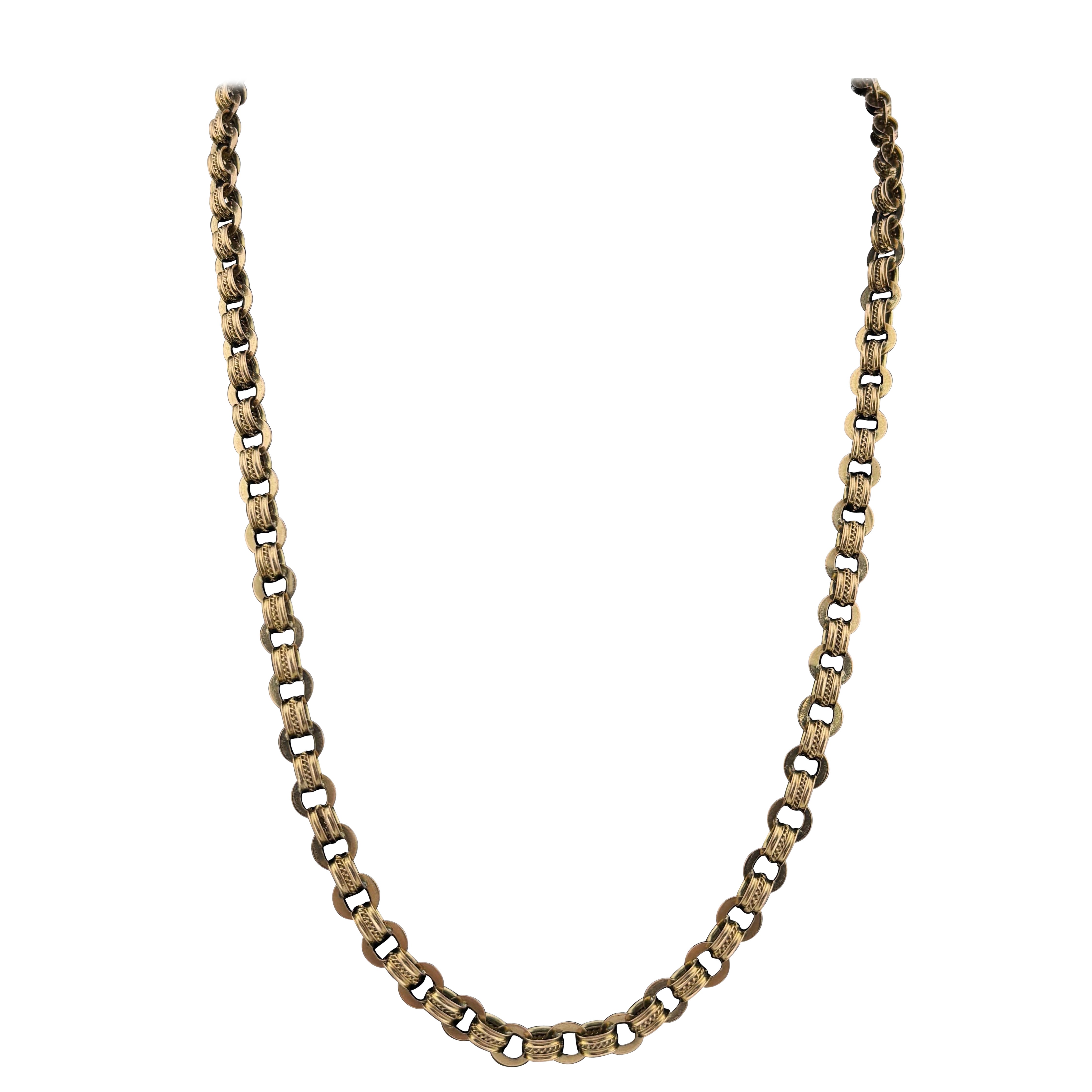 Beautiful 14k Yellow Gold Ornated Link Chain