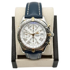 Breitling Crosswind B13055 Weißes Zifferblatt Stahl 18K Gelbgold Blaues Riemen Box Papier