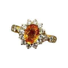 Michael Christoff Anillo de diamantes granate espesartita naranja de 1,75 quilates Oro de 18 quilates GIA