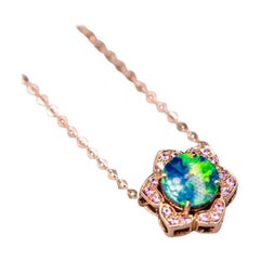 You Are in My Heart - Australian Doublet Opal Rosa Saphir-Anhänger 18K Rose Gol