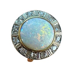 4 Quilates Ópalo Antiguo Corte Mina Anillo de Diamantes 14 Kilates Oro Cóctel Art Decó Victoriano