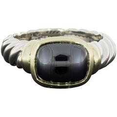 David Yurman Silver and Gold Cushion Hematite Noblesse Ring