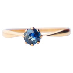1917 Ring natürlich 0.5ct Blauer Saphir massiv 18K Gold ØUS6.5/ 1.44 gr