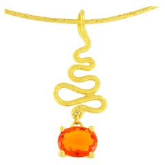 Sacchi Oval Cut Imperial Topaz Gemstone 18 Karat Satin Yellow Gold Pendant