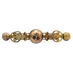 Old gold brooch with diamond, ruby and sapphire, late 19th century