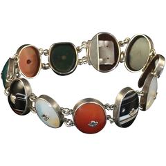 Antique Victorian Scottish Silver Agate Forget Me Not Bracelet circa 1860 8