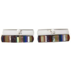 Jona Semi Precious Stone and Mother-of-Pearl Sterling Silver Cufflinks