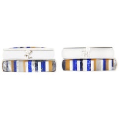 Jona Semi Precious Stone and Mother-of-Pearl Sterling Silver Cufflinks