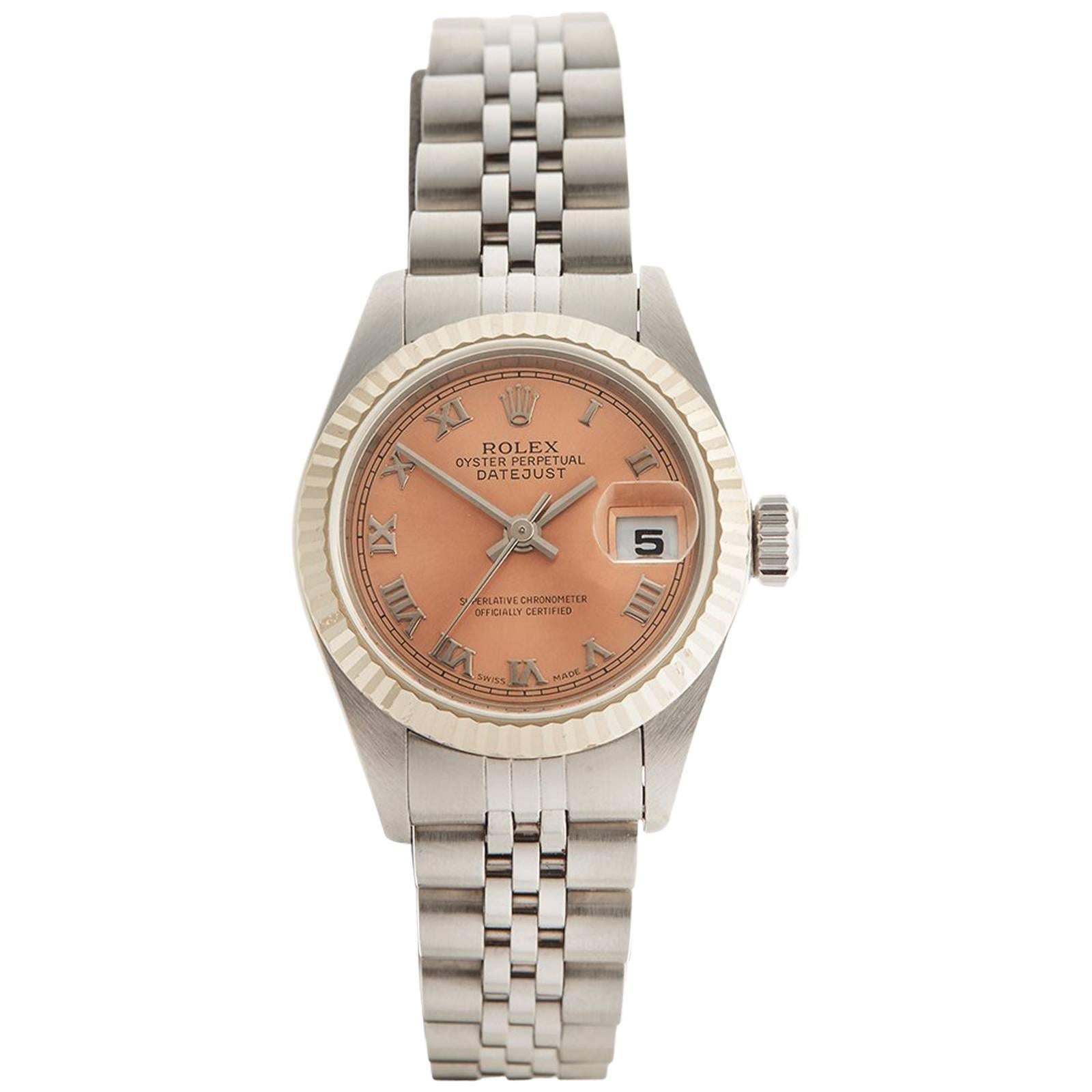 Rolex Ladies Stainless Steel White Gold Datejust Automatic Wristwatch Ref 79174 