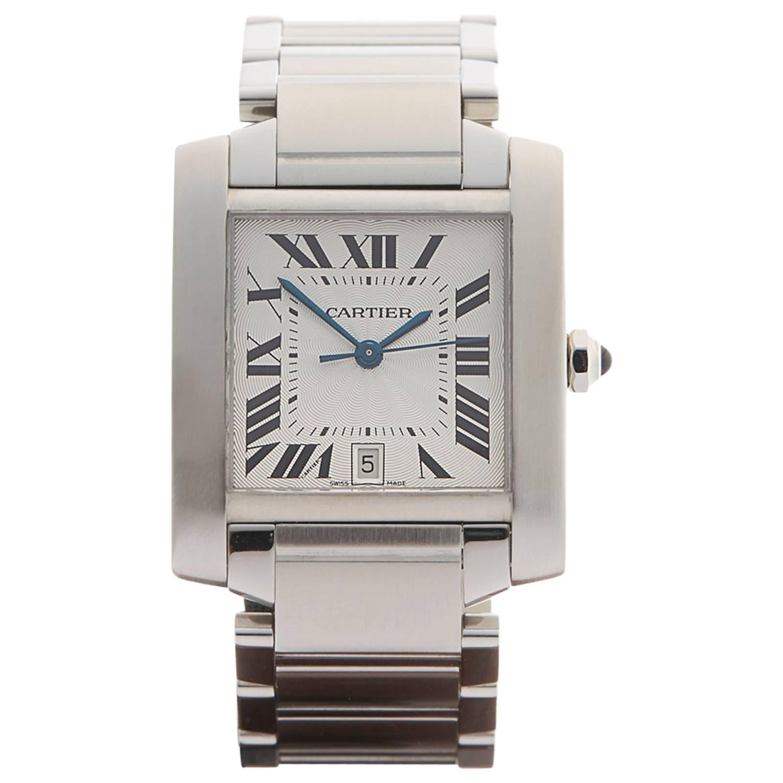 Cartier Stainless Steel Ladies Tank Francaise Automatic Wristwatch 2302 