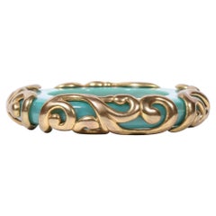 Isabel Canovas Armreif Armband Perlenbesetzt Karibik Blau appliziert vergoldet Wirbel