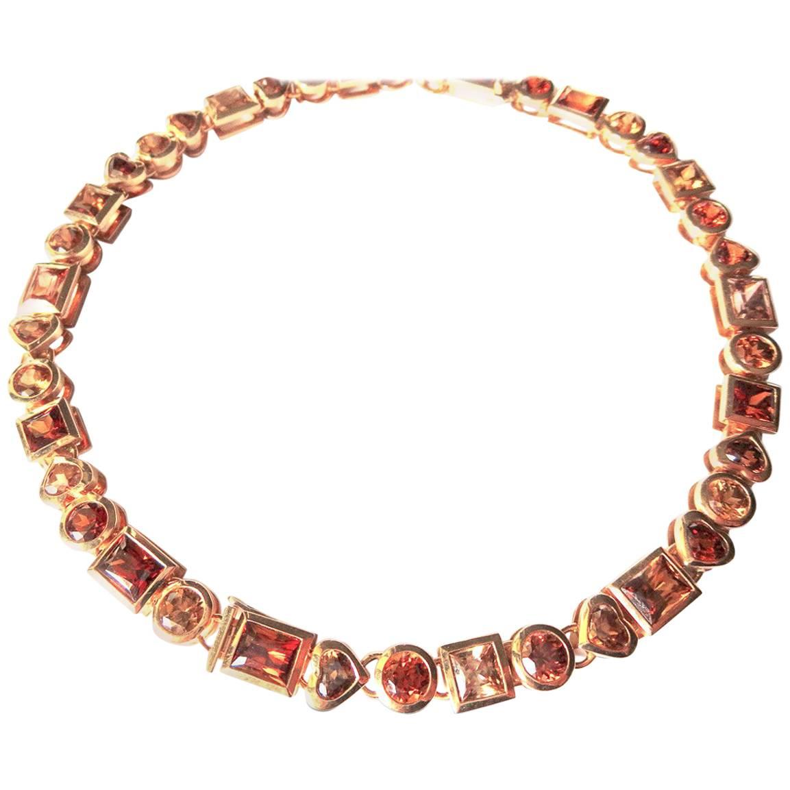 Halskette aus 18 Karat Roségold mit 42 Zitrinen