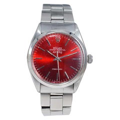 Rolex Air King de acero inoxidable con esfera roja Candy Apple personalizada Años 70
