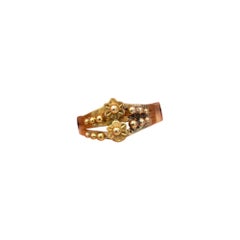 Rare French 18k gold antique flower ring - Napoleon III - Victorian flower jewel
