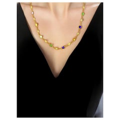 Antique French Diamond and Colored Stone Necklace Chain, c. 1880
