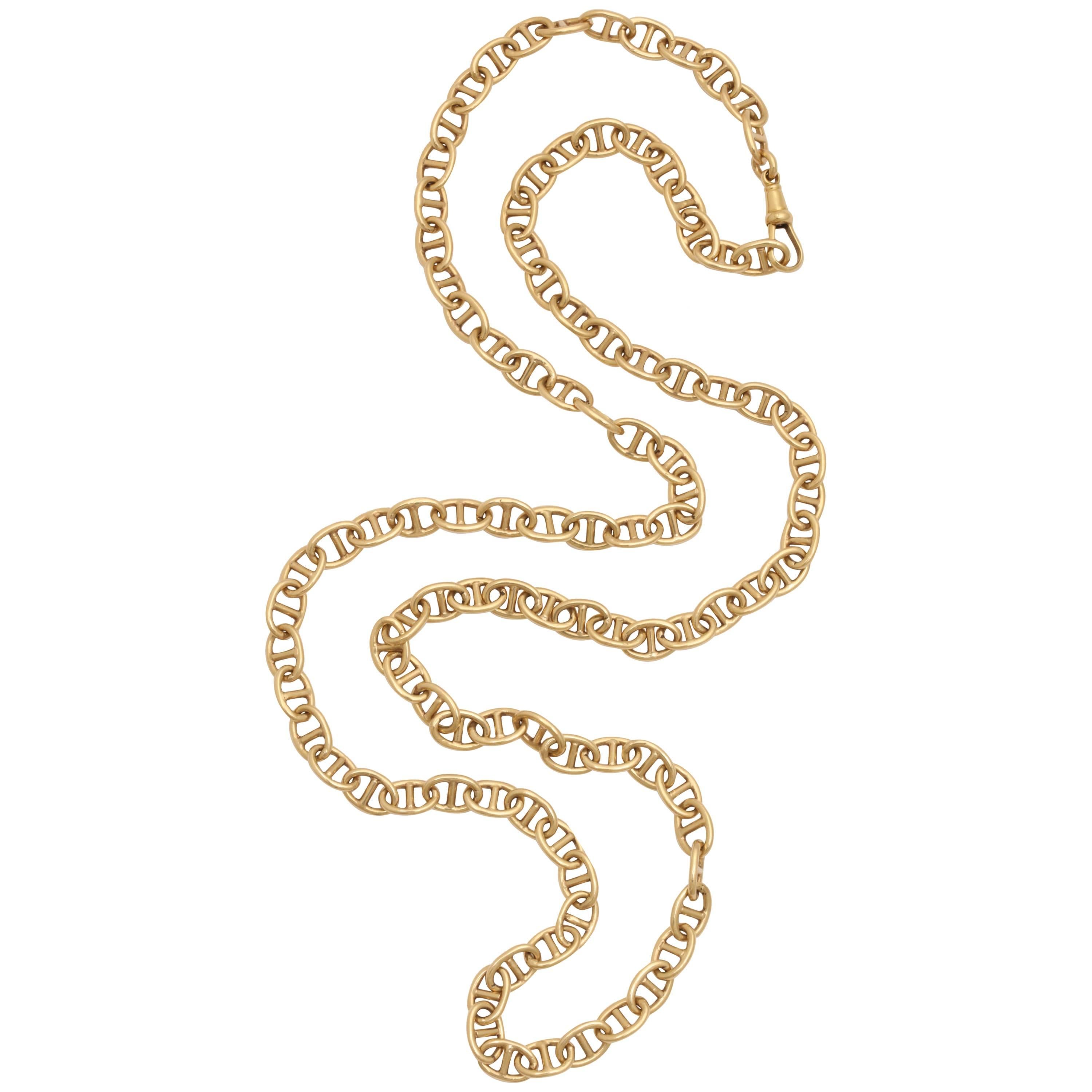 1980s Three Dimensional Anchor Link Style Necklace, Bracelet Gold Chain