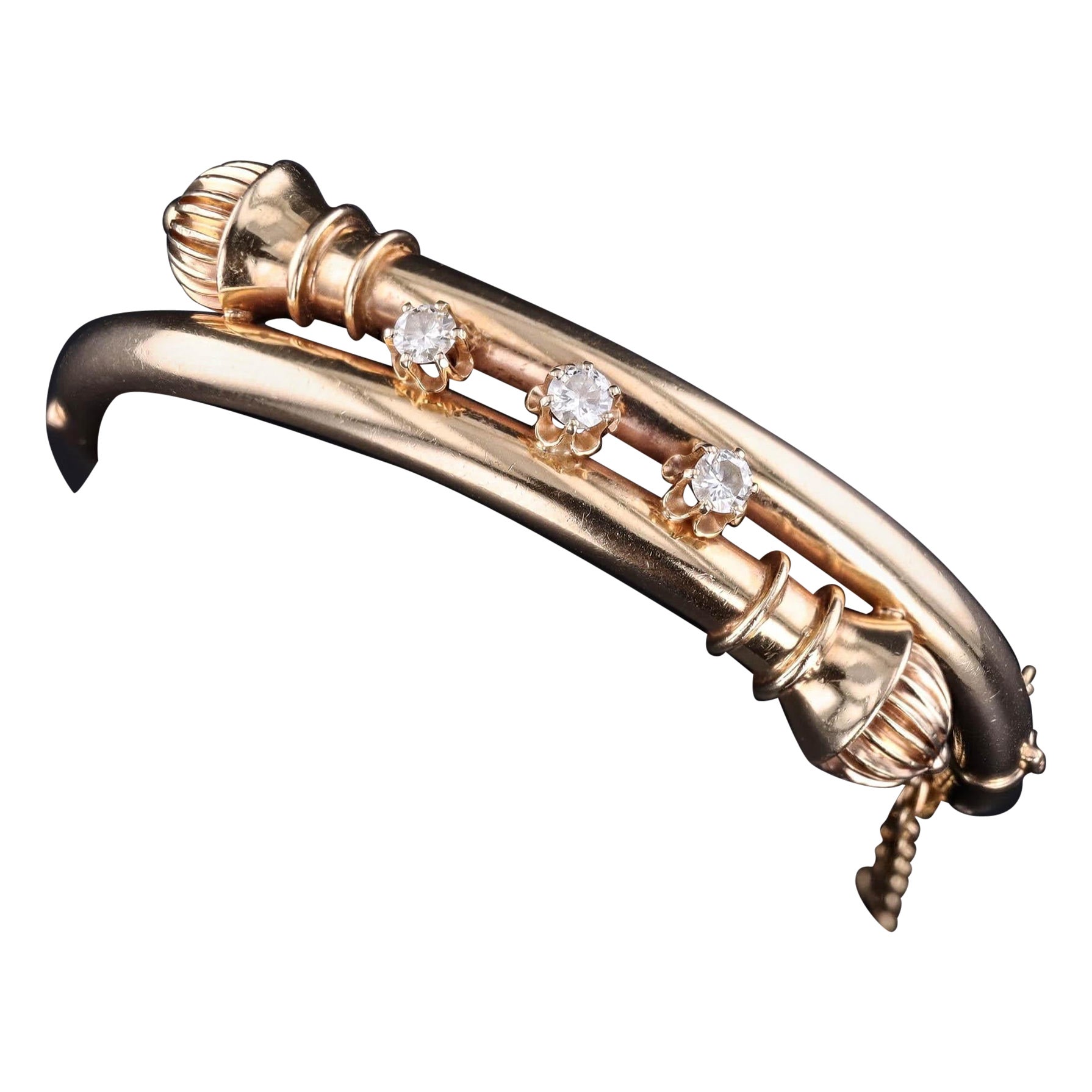 Antique Etruscan Revival Bangle Bracelet of 14k Gold