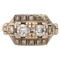 Art Deco diamond 14k yellow and white gold ring