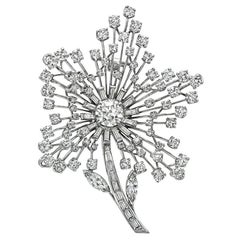 Vintage 6.25cttw Diamond Flower Pin
