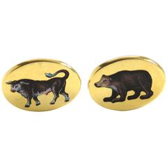 Deakin & Francis Boutons de manchette brocart ours taureau en or