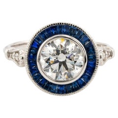 GIA-zertifizierter 1,70 Karat Diamantring aus 14K Weißgold mit Rundschliff im antiken Stil
