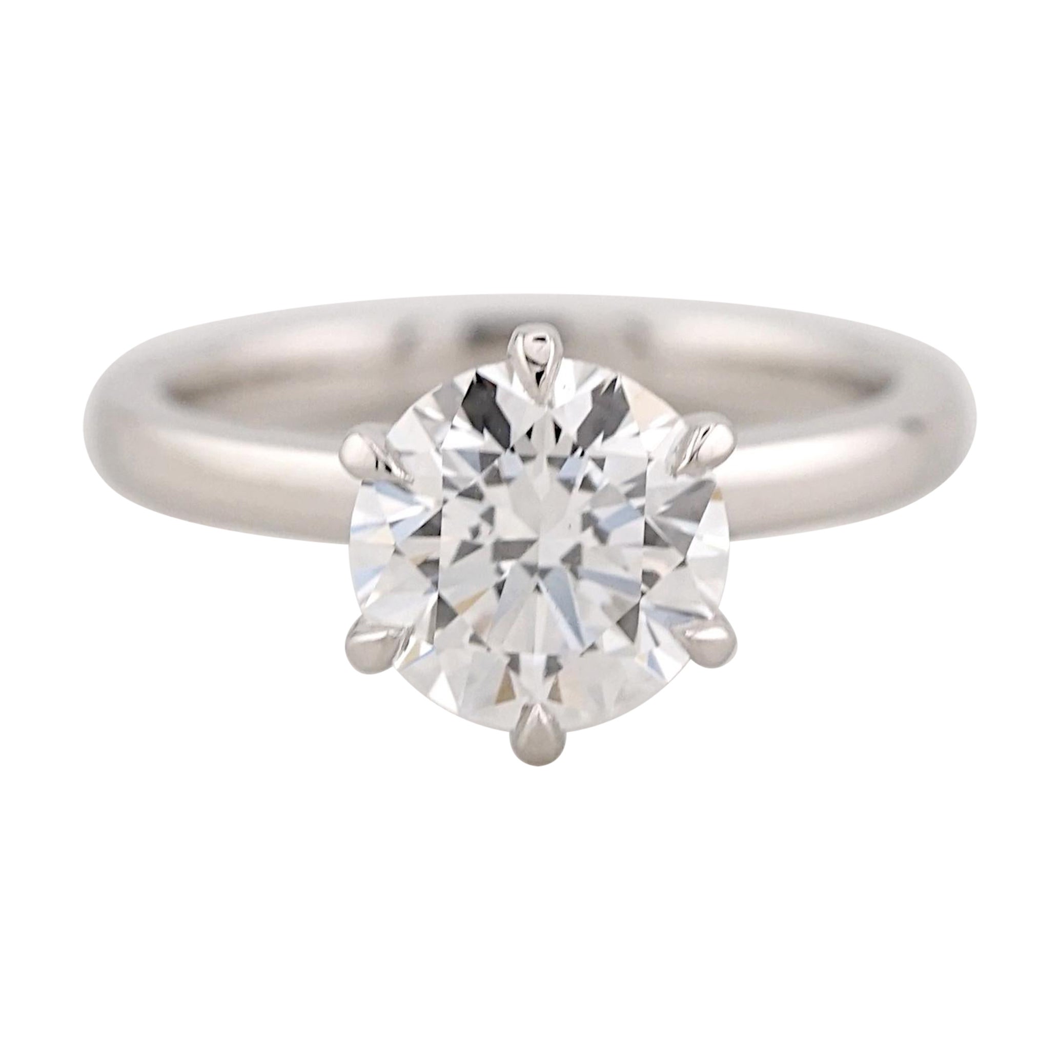 GIA Certified 1.90 Carat Round Cut D VS2 Diamond Gold Solitaire Ring