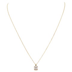 GIA Certified 1 Carat Round Cut 18K Yellow Gold Pendant