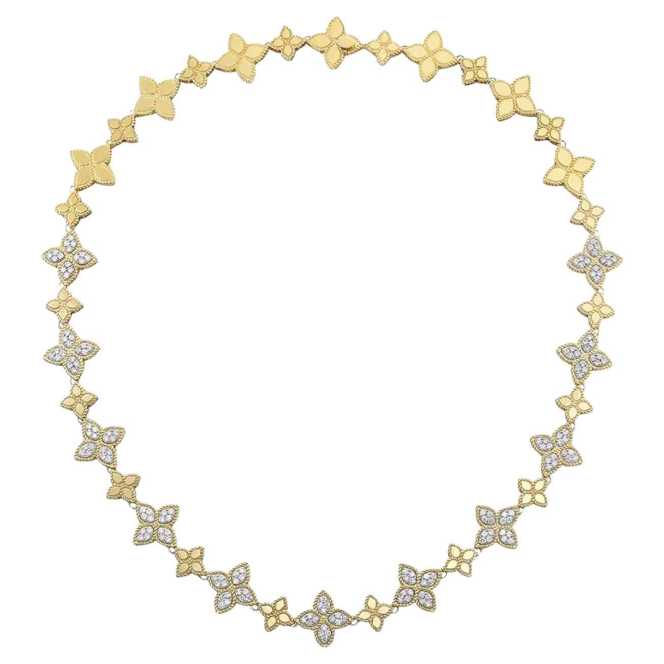 Roberto Coin Princess Flower 18ct Yellow Gold and Diamond Necklace