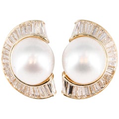 Bulgari South Sea Pearl Diamond Gold Earrings