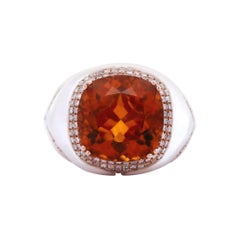 7.21ct Citrine and Mother of Pearl with Diamond Ring Rose Gold