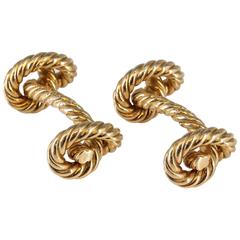 Vintage Hermes Paris Gold Twisted Rope Knot Cufflinks