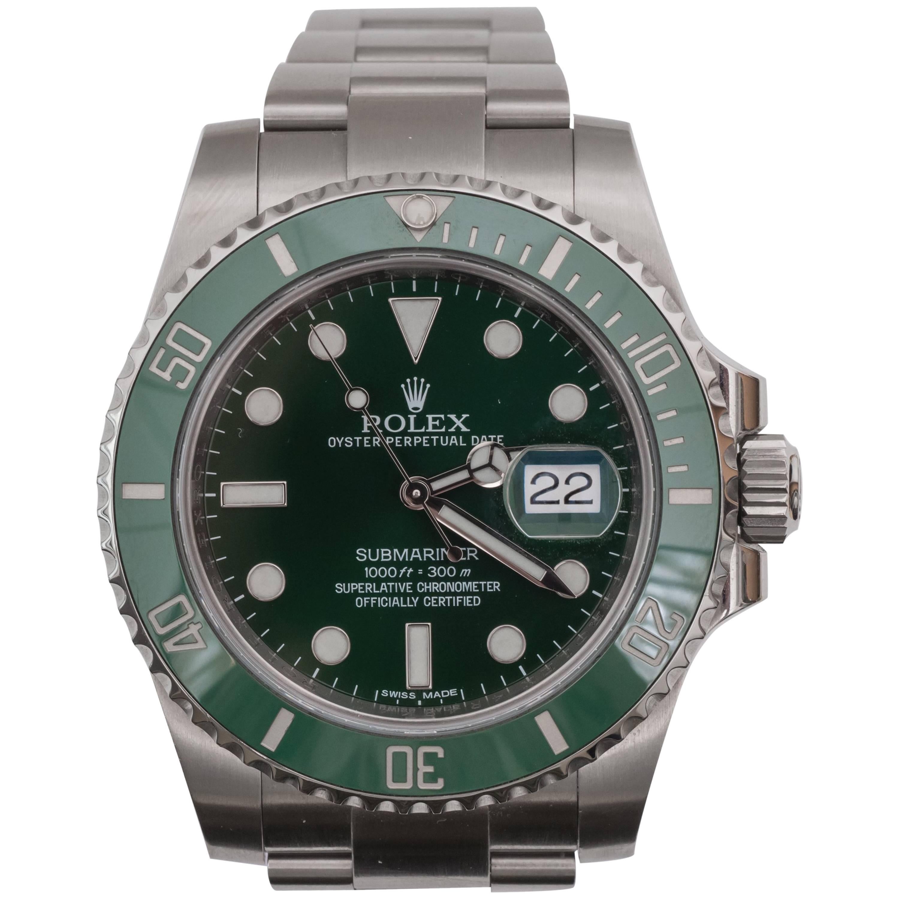 Rolex Green Submariner Oyster Perpetual Wristwatch