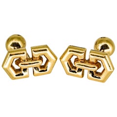 Gold Geometric Shape Cufflinks 1