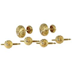 Retro Tiffany & Co. Schlumberger Taj Mahal Diamond Gold Cufflink Stud Set